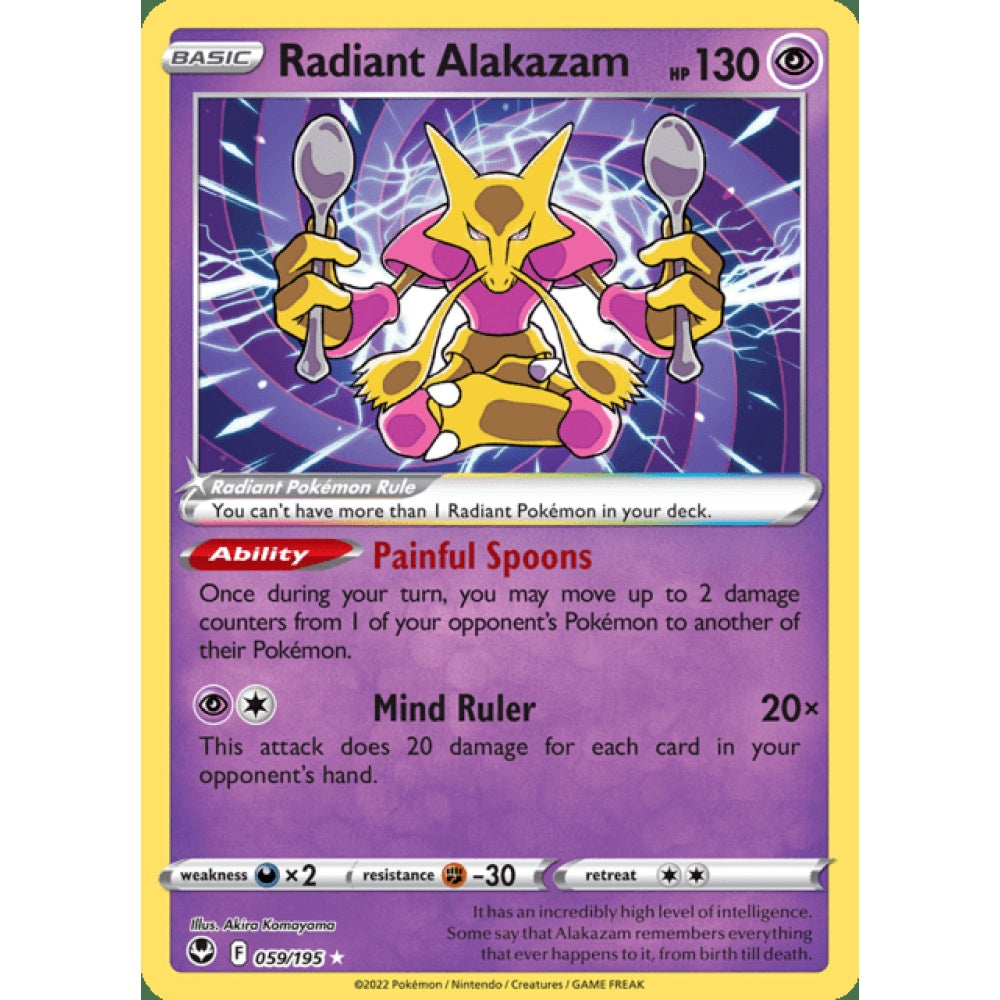 Radiant Alakazam Radiant Rare 059/195 Pokemon Card Game Silver Tempest
