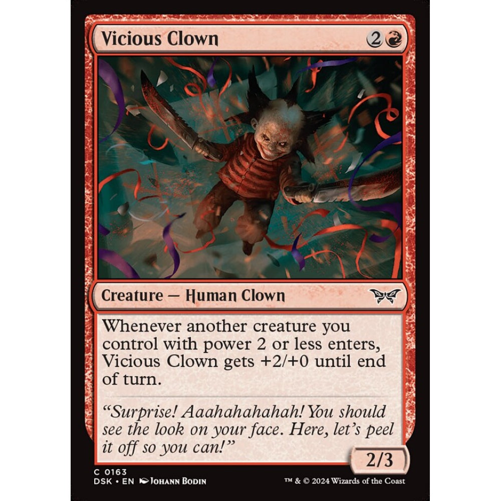 Vicious Clown, 163, common, Magic: The Gathering, Duskmourn: House of Horror