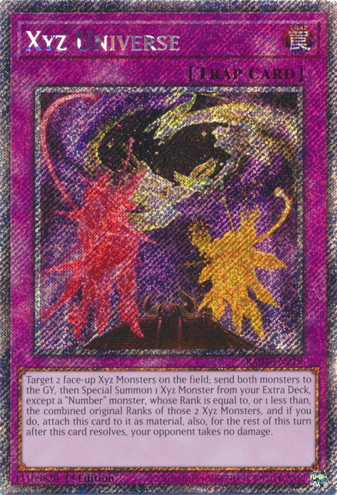 Xyz Universe RA04-EN218 Platinum Platinum Secret Rare Yu-Gi-Oh Quarter Century Stampede in Art