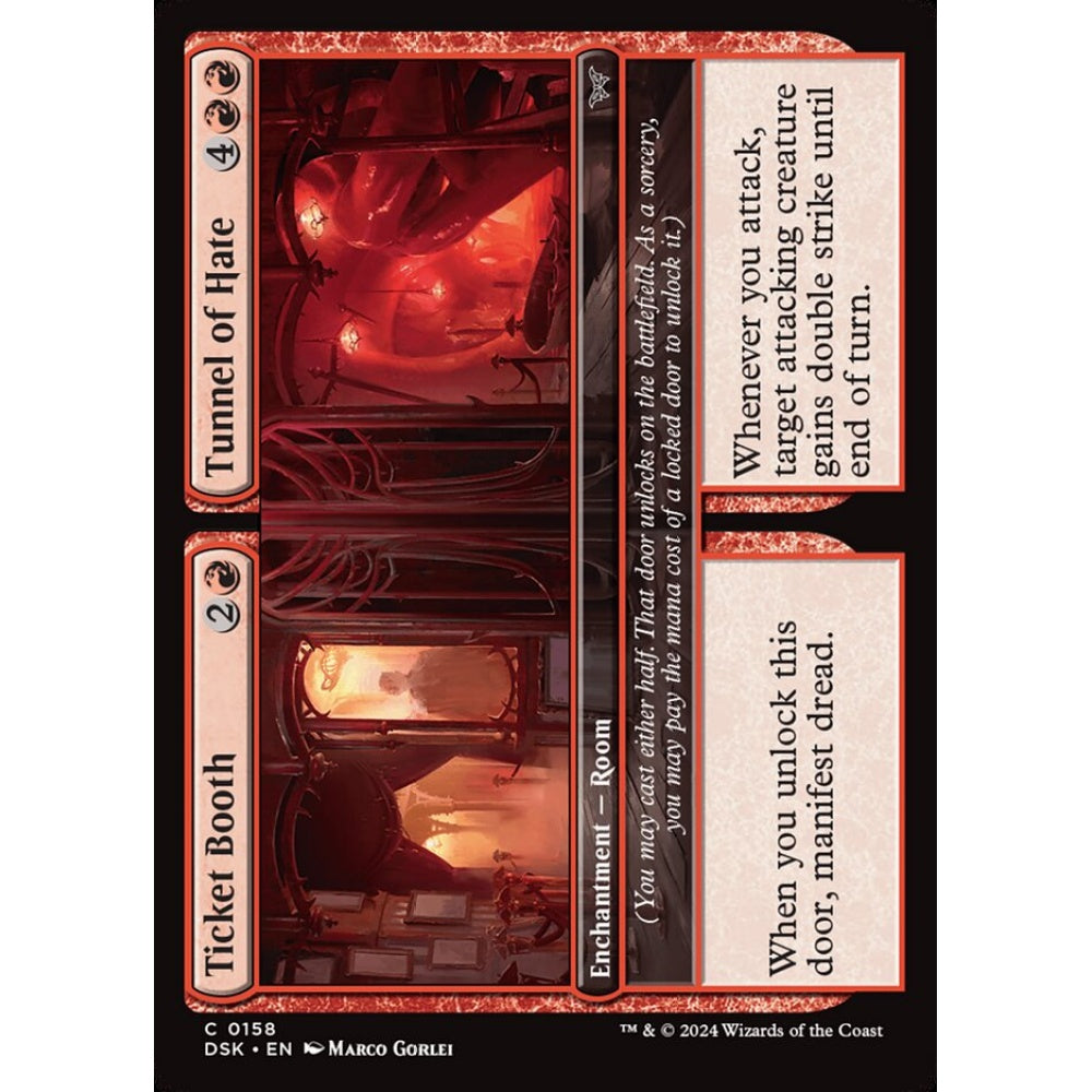 Ticket Booth // Tunnel of Hate, 158, common, Magic: The Gathering, Duskmourn: House of Horror