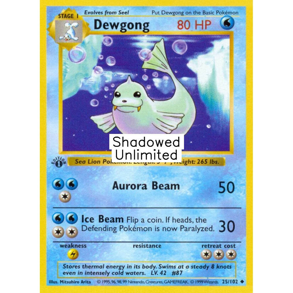 Dewgong Uncommon 25/102 Pokemon Card Game Base Set