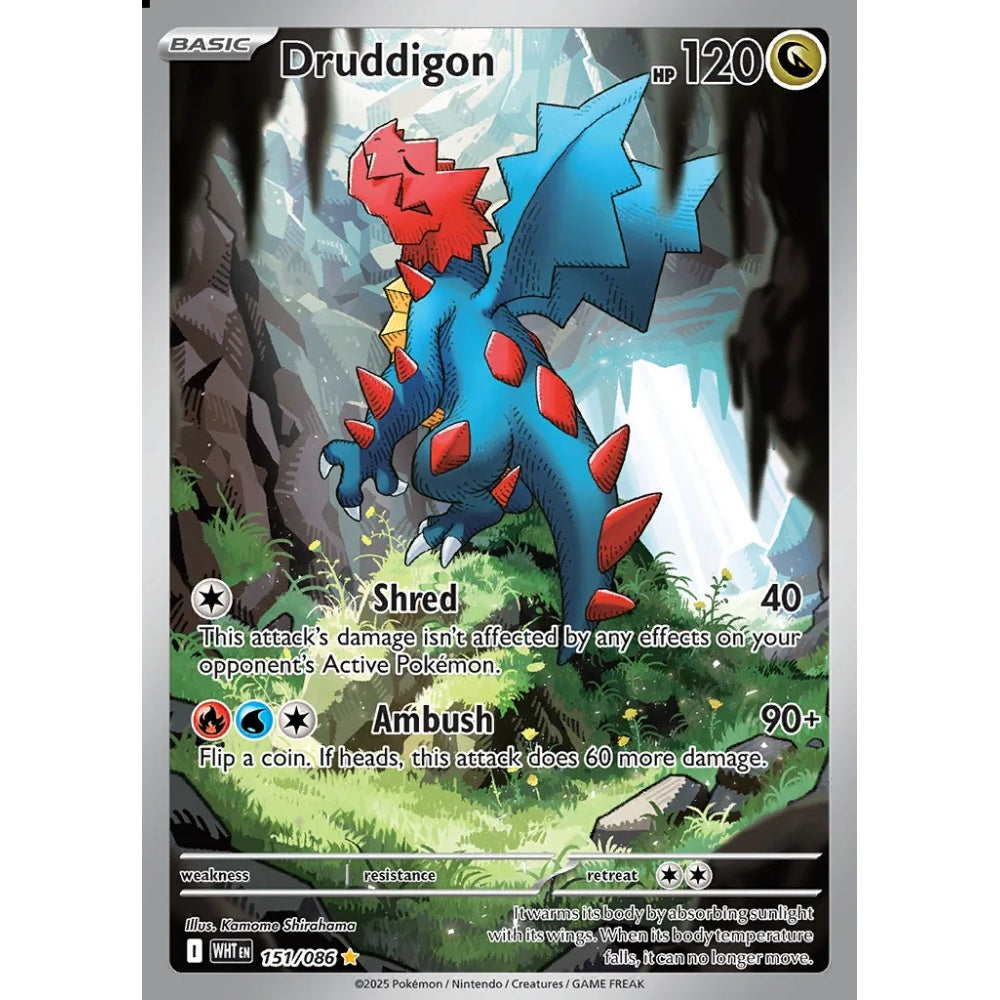 Druddigon Illustration Rare 151/086 Pokemon Card Game White Flare
