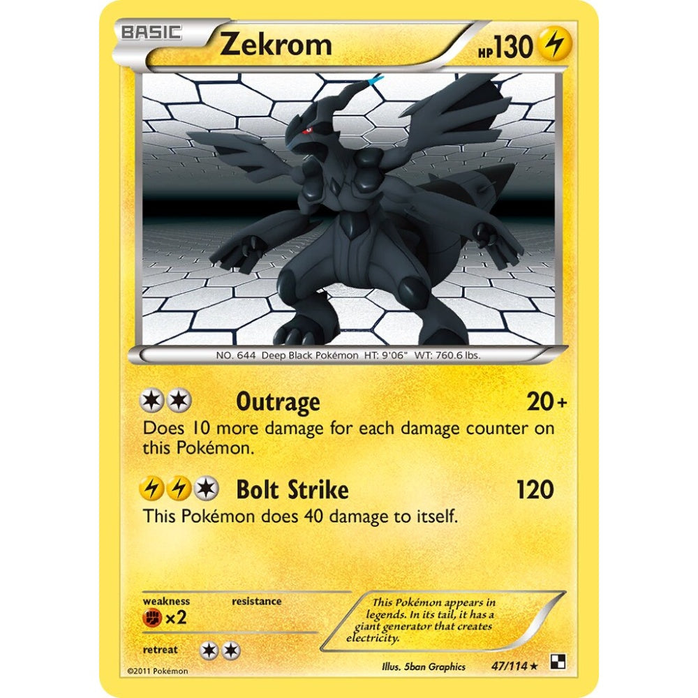 Zekrom Rare Holo 47/114 Pokemon Card Game Black & White