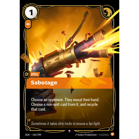 Sabotage OGN-156/298 Riftbound Card Game Origins Rare