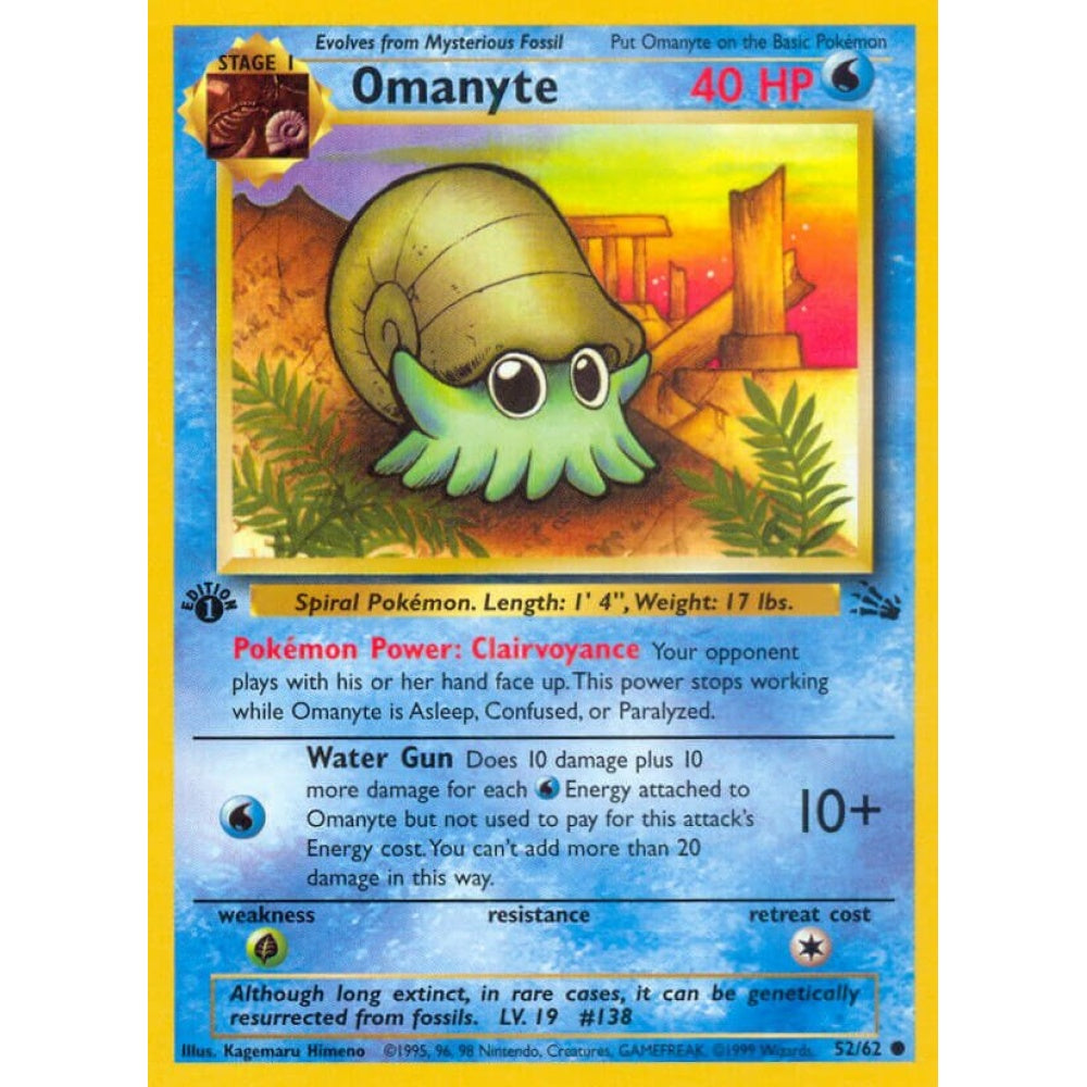 Omanyte Common 52/62 Pokemon Card Game Fossil