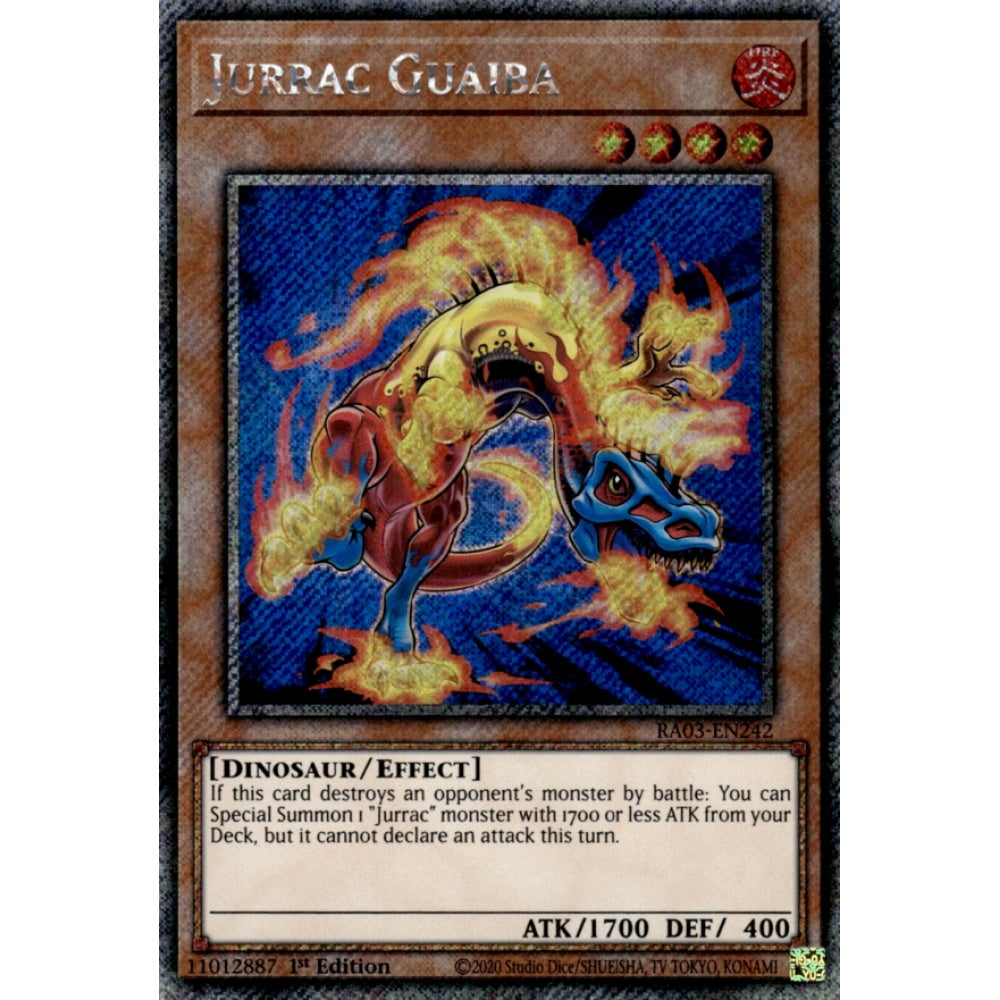 Jurrac Guaiba RA03-EN242 QCR Quarter Century Secret Rare Yu-Gi-Oh Quarter Century Bonanza in Art