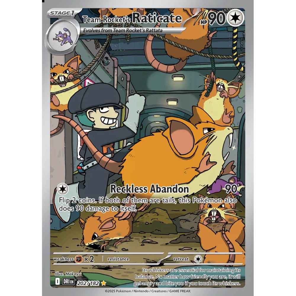 Team Rocket's Raticate Illustration Rare 202/182 Pokemon Card Game Destined Rivals