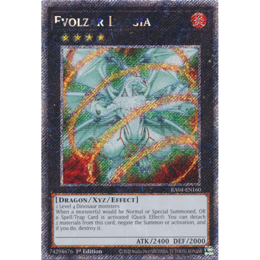 Evolzar Laggia RA04-EN160 Platinum Platinum Secret Rare Yu-Gi-Oh Quarter Century Stampede in Art