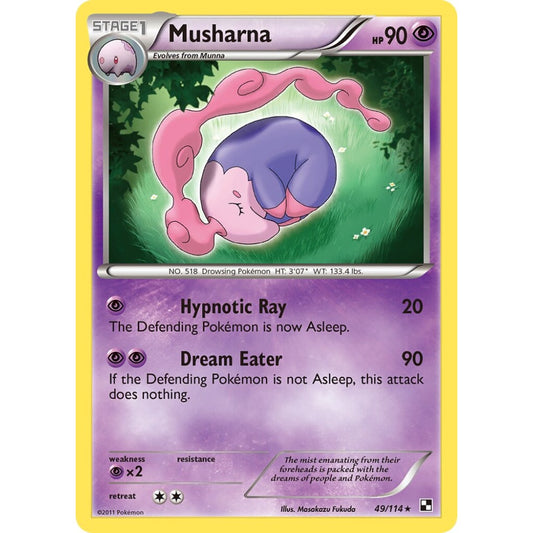 Musharna Rare 49/114 Pokemon Card Game Black & White