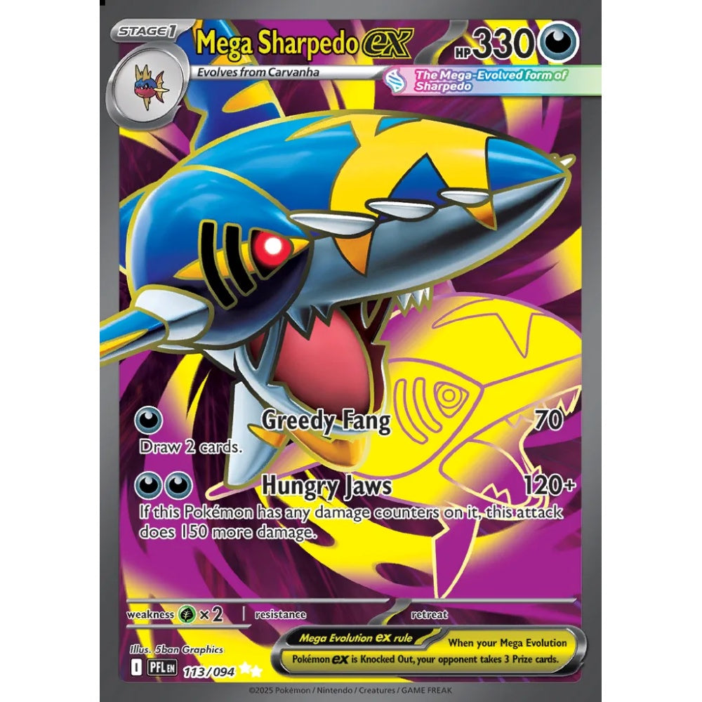 Mega Sharpedo ex Ultra Rare 113/094 Pokemon Card Game Phantasmal Flames