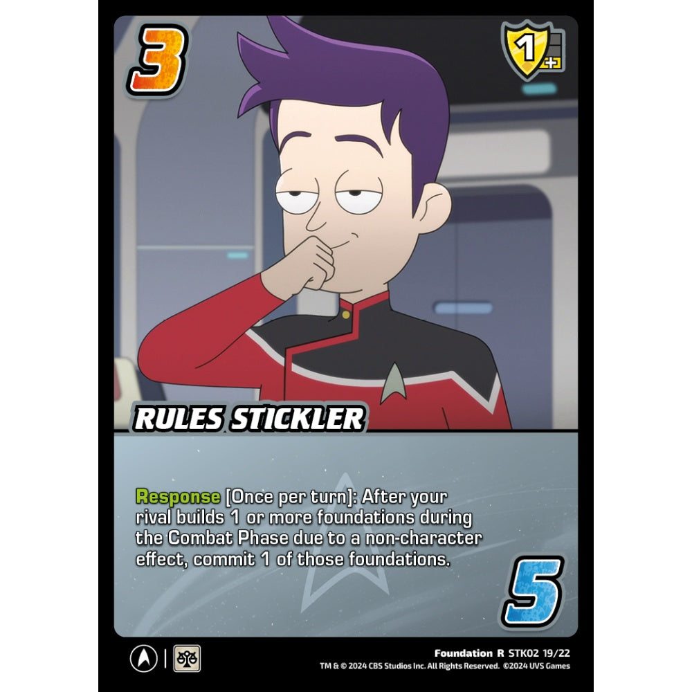 Rules Stickler, 19/22, STK02, Universus, Star Trek Lower Decks Challenger Decks, Foundation, R
