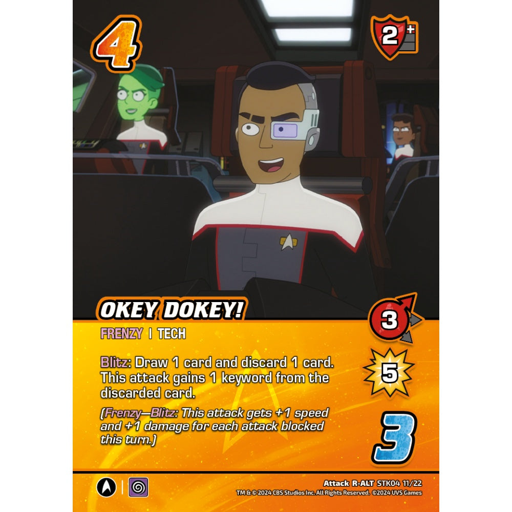 Okey Dokey!, 11/22, STK04, Universus, Star Trek Lower Decks Challenger Decks, Attack, R-ALT
