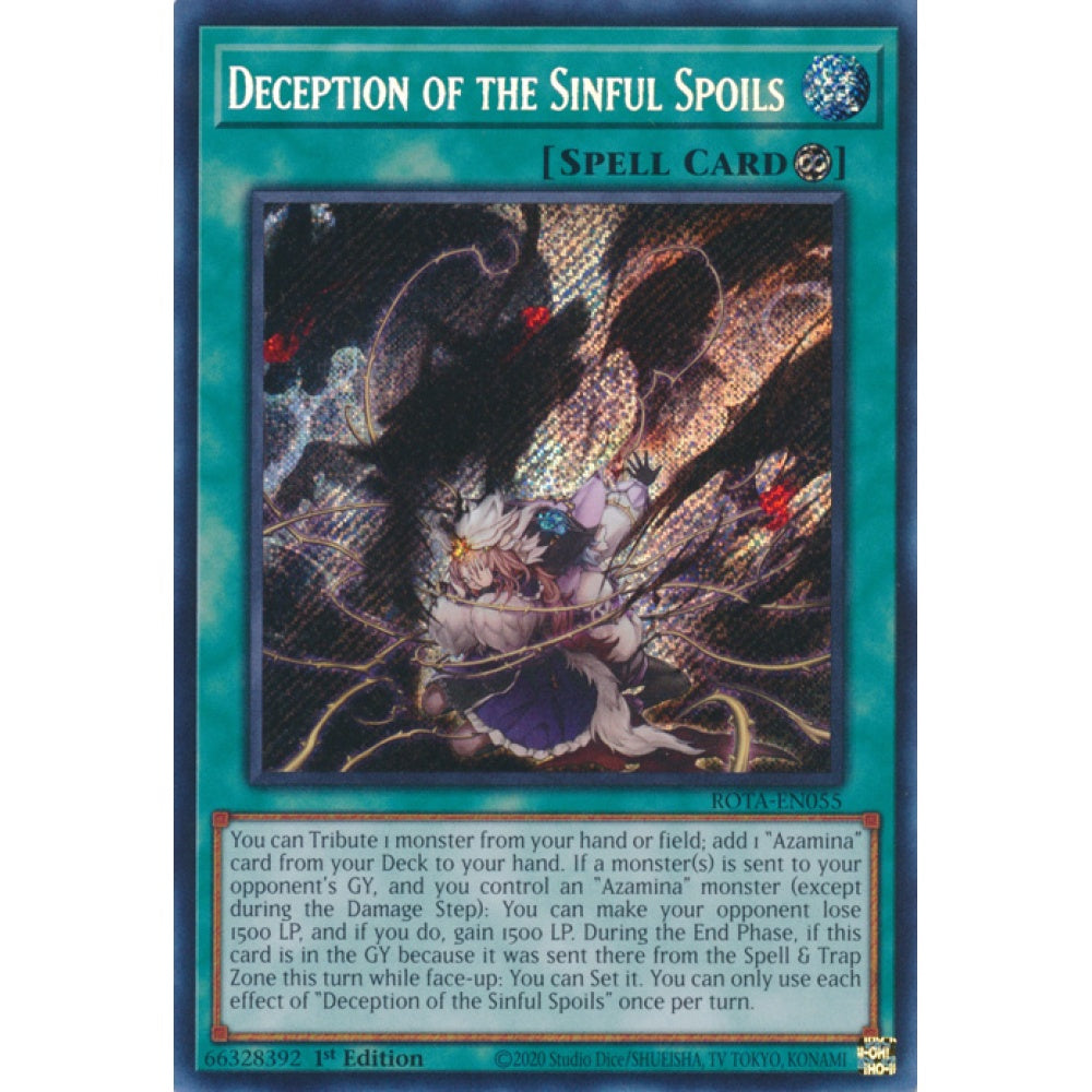 Deception of the Sinful Spoils ROTA-EN055 QCR Quarter Century Secret Rare Yu-Gi-Oh Rage of the Abyss in Art