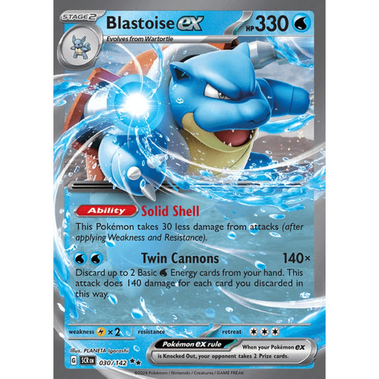 Blastoise ex Double Rare 030/142 Pokemon Card Game Stellar Crown