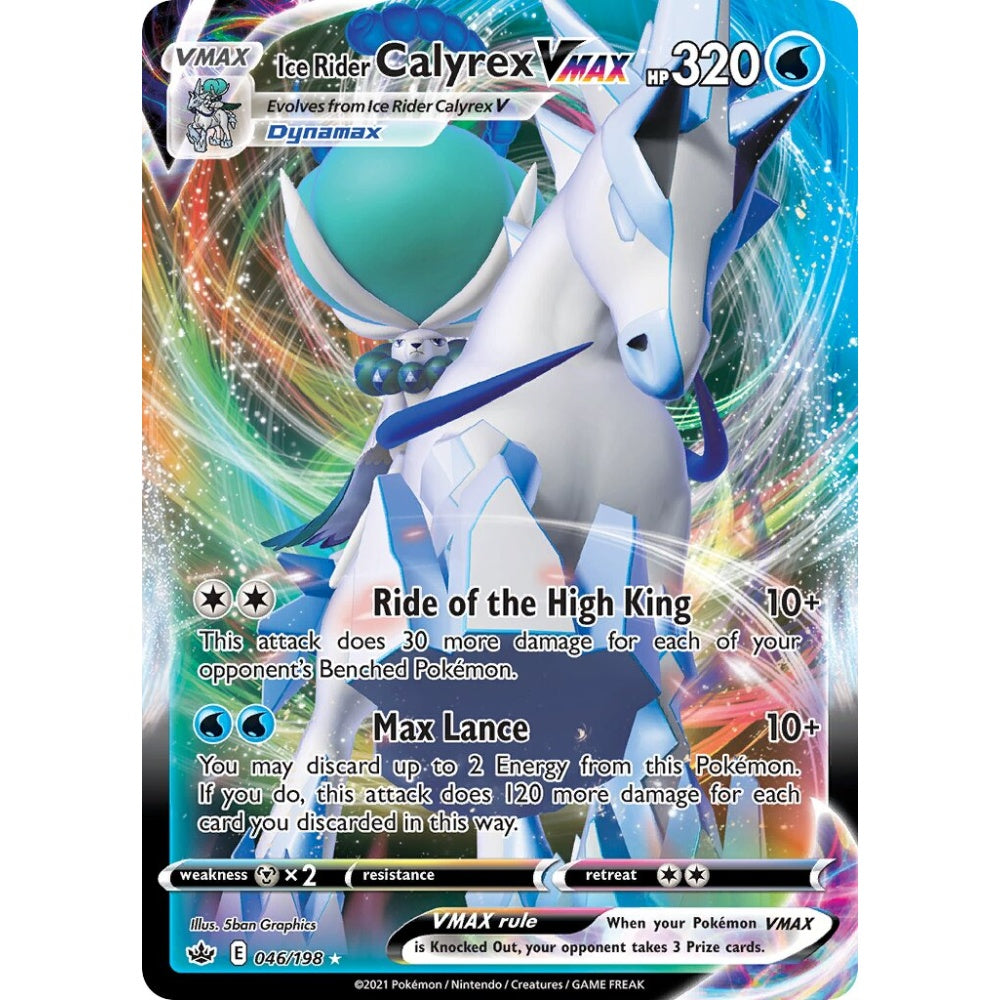 Ice Rider Calyrex VMAX Holo Rare VMAX 046/198 Pokemon Card Game Chilling Reign