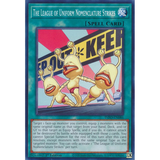 The League of Uniform Nomenclature Strikes INFO-EN086 Common Common Yu-Gi-Oh The Infinite Forbidden in Art