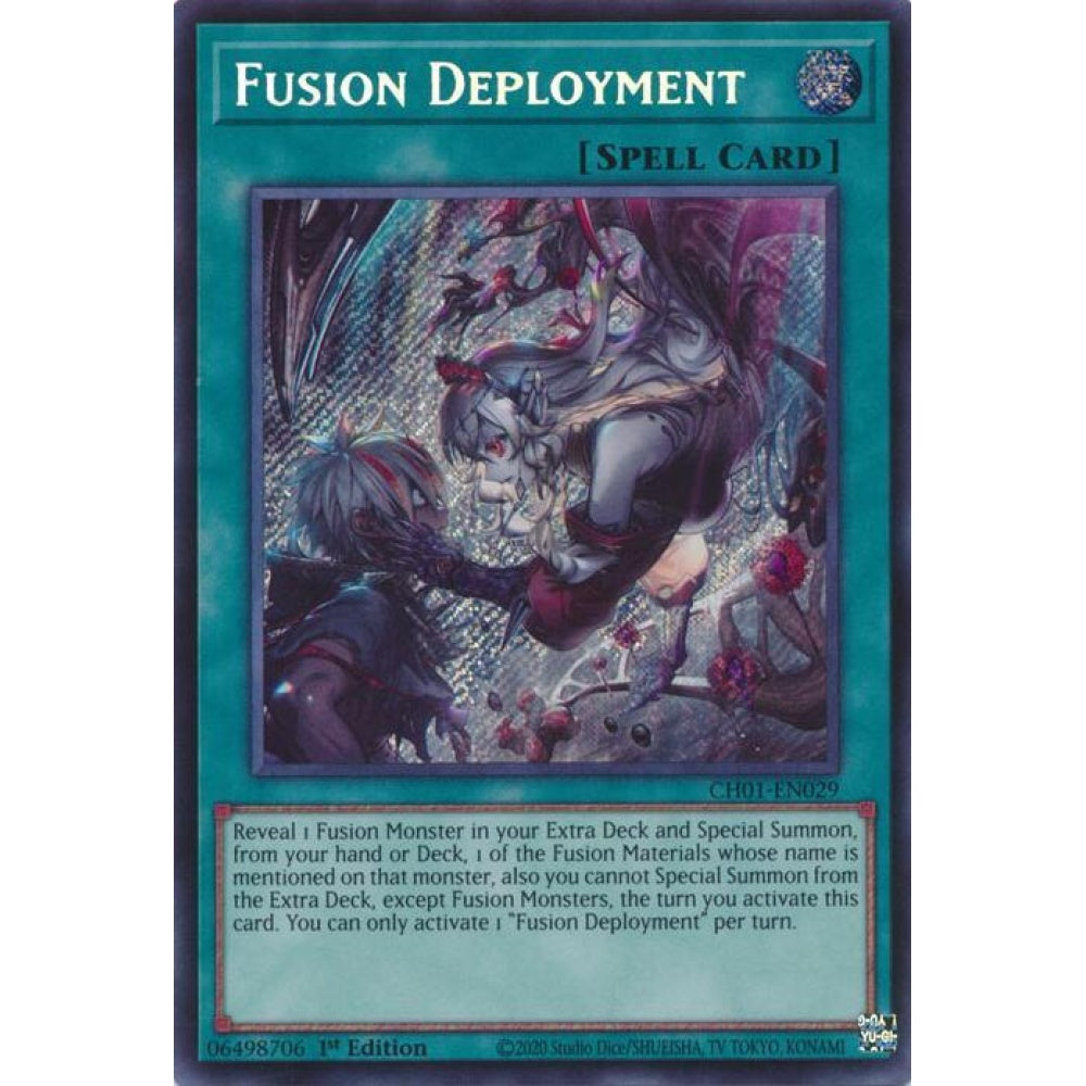 Fusion Deployment (Secret Rare) CH01-EN029 Secret Yu-Gi-Oh THE CHRONICLES DECK: The Fallen & The Virtuous (All-Foil Edition)