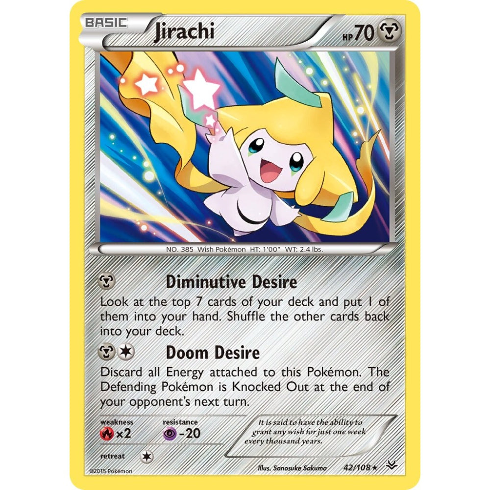 Jirachi Rare Holo 42/108 Pokemon Card Game Roaring Skies