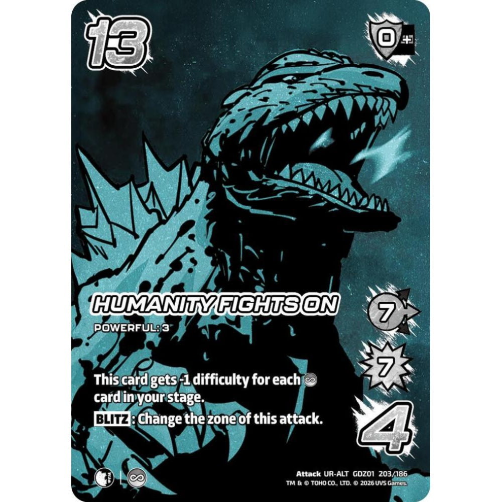 Humanity Fights On GDZ01 203/186 GDZ01 Universus Godzilla: Reign of Kaiju Attack UR-ALT