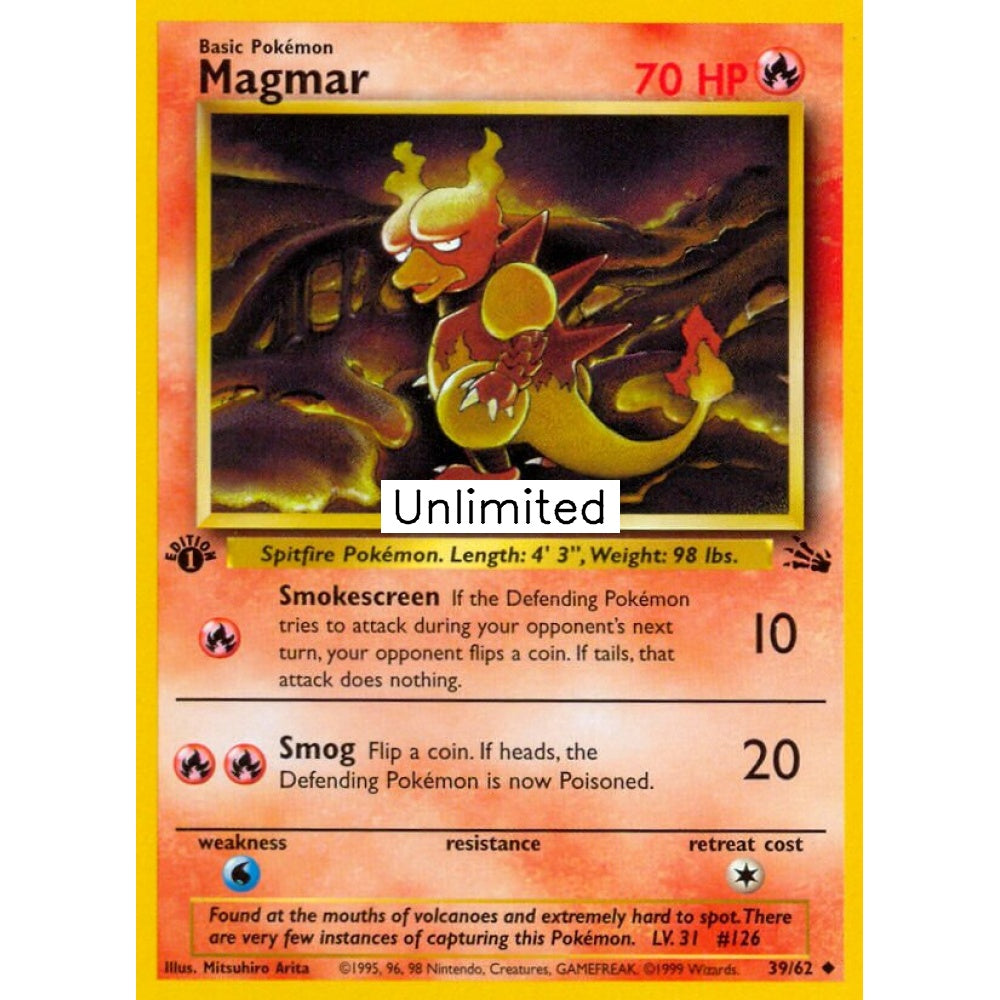 Magmar Uncommon 39/62 Pokemon Card Game Fossil