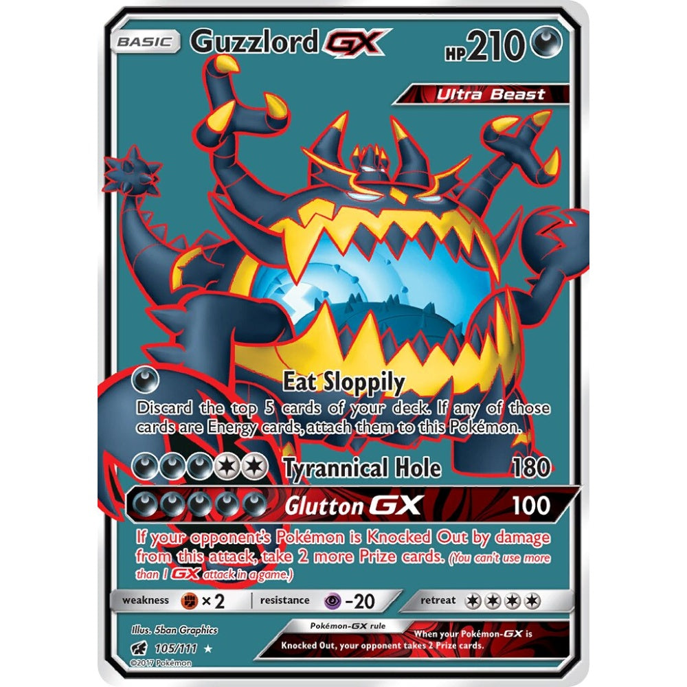 Guzzlord-GX Rare Ultra 105/111 Pokemon Card Game Crimson Invasion