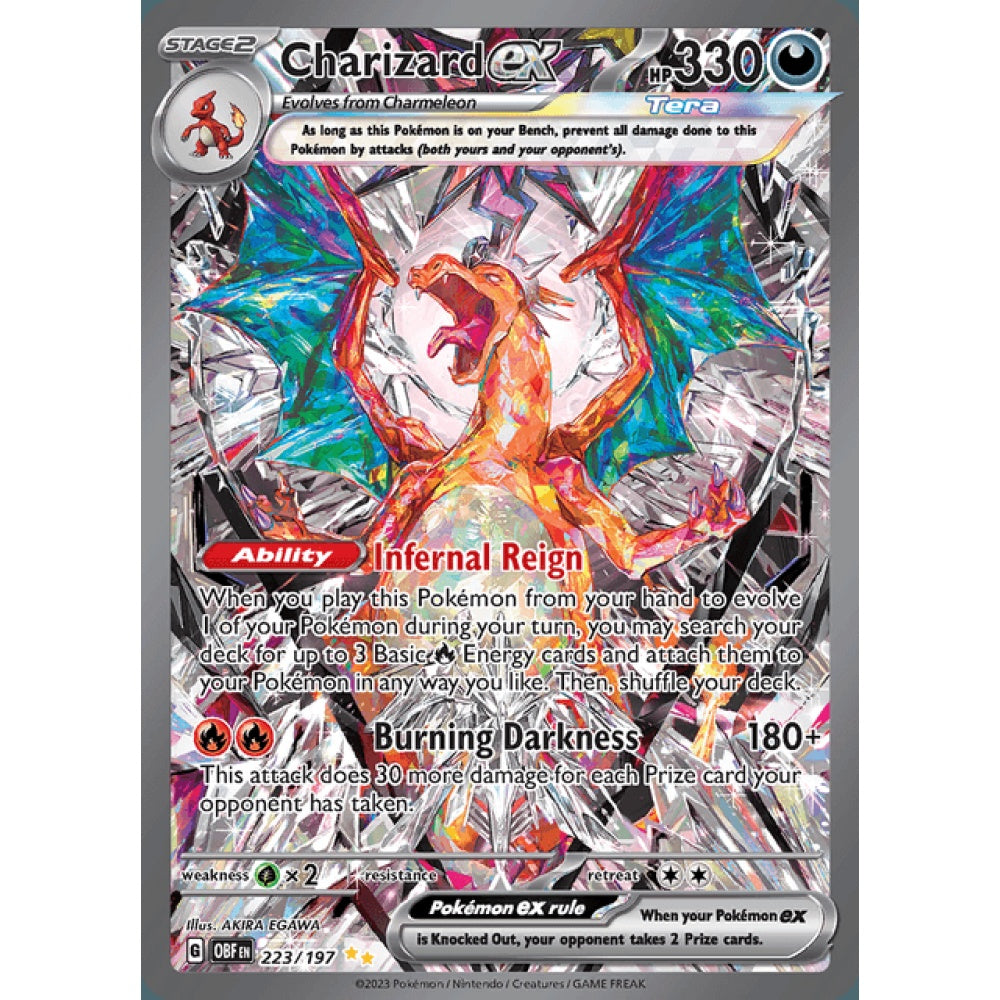 Charizard ex Secret Illustration Rare 223/197 Pokemon Card Game Obsidian Flames