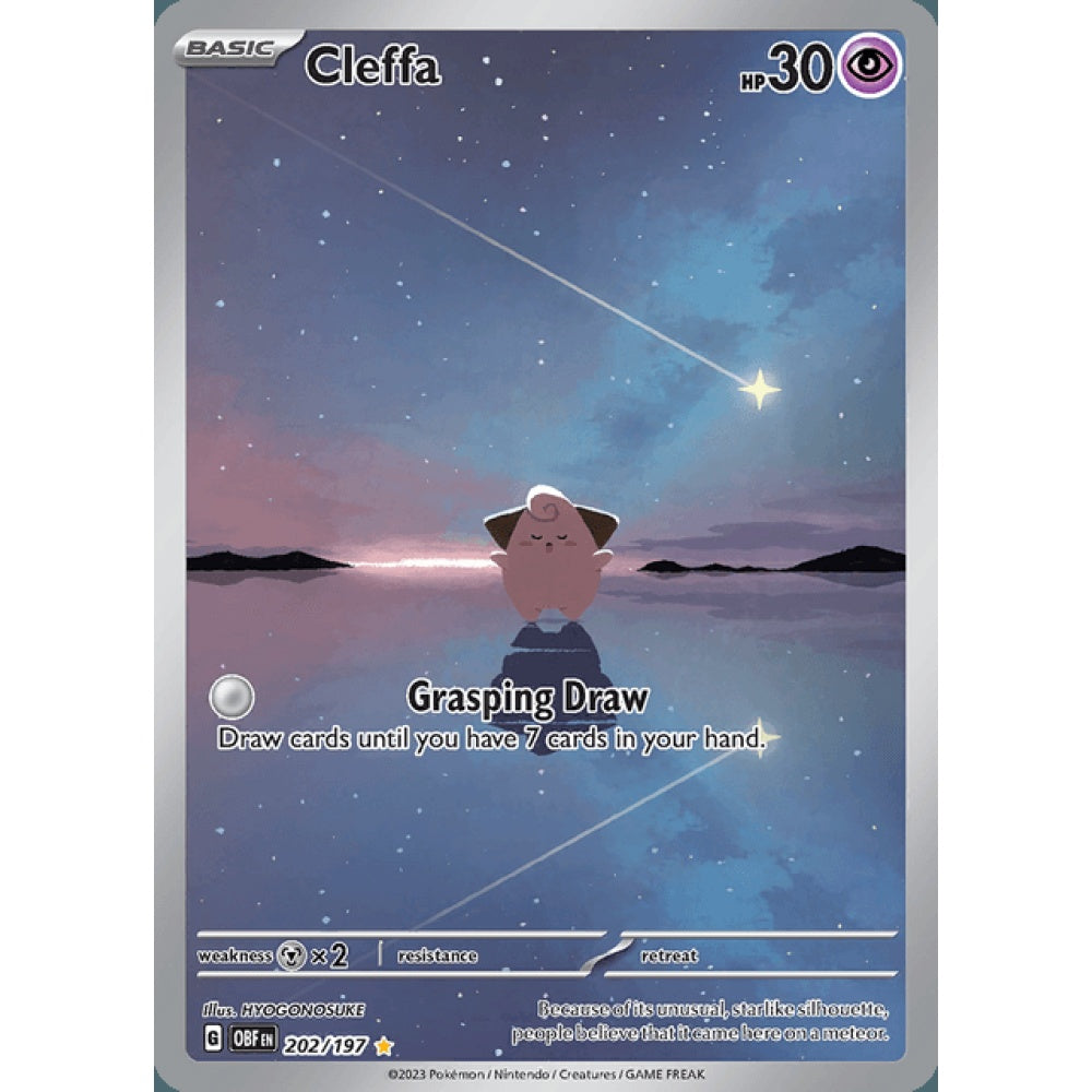 Cleffa Illustration Rare 202/197 Pokemon Card Game Obsidian Flames