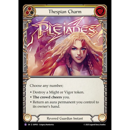 Thespian Charm SUP013 Super-Rare Flesh & Blood Trading Card Game Super Slam in Regular Art