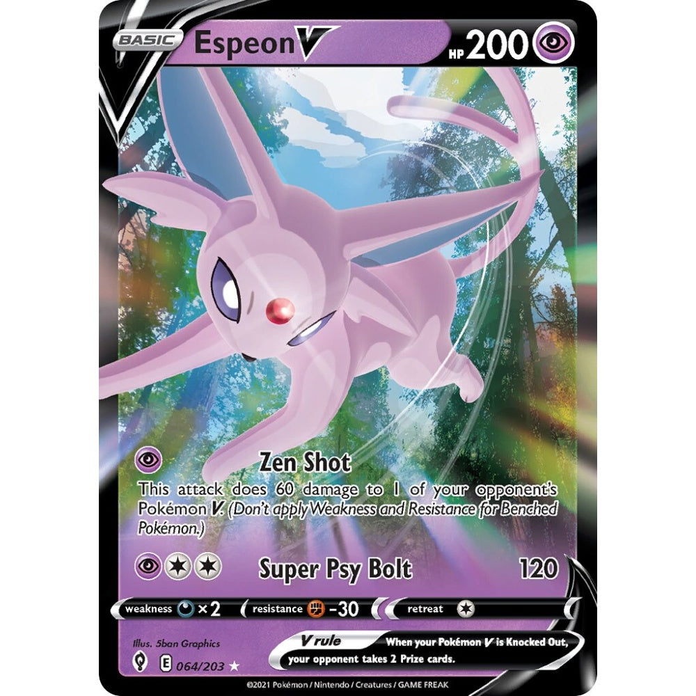 Espeon V Holo Rare V 064/203 Pokemon Card Game Evolving Skies