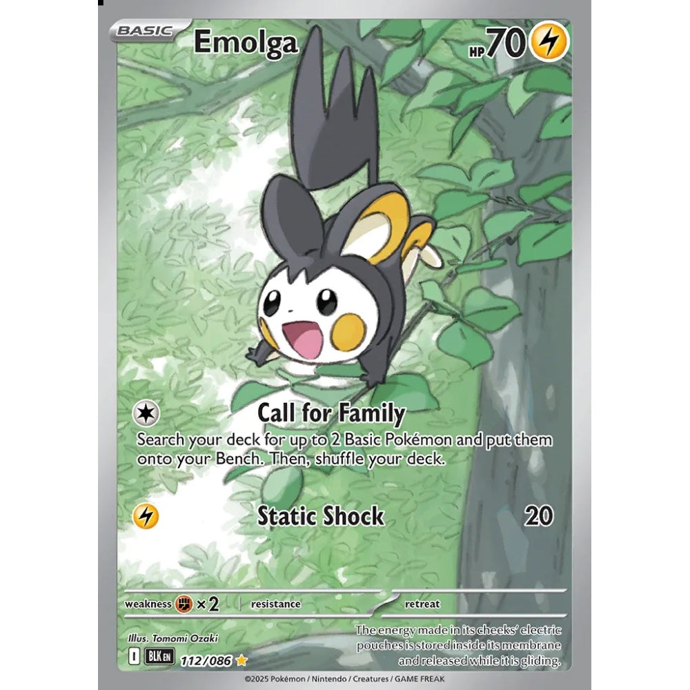 Emolga Illustration Rare 112/086 Pokemon Card Game Black Bolt