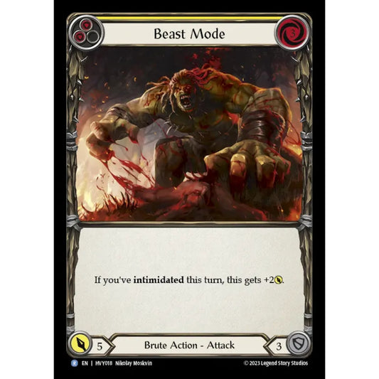Beast Mode HVY018-RF Rare Flesh & Blood Trading Card Game Heavy Hitters in Rainbow Foil Art