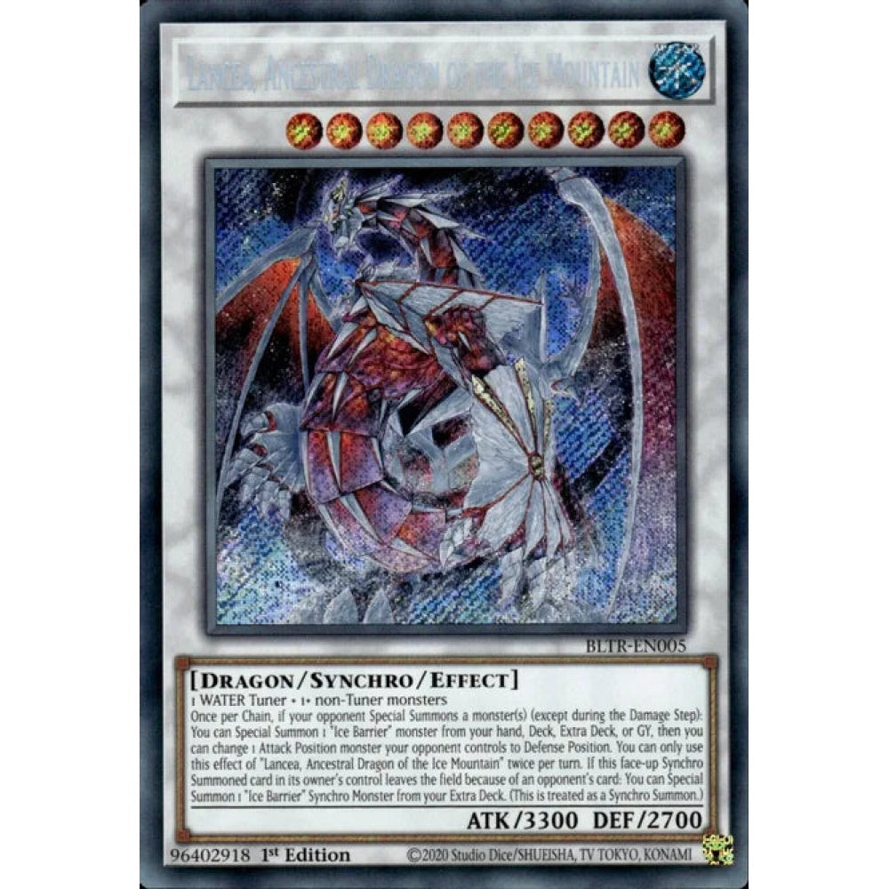 Lancea, Ancestral Dragon of the Ice Mountain, BLTR-EN005, Secret Rare, Yu-Gi-Oh!, Battles of Legend: Terminal Revenge
