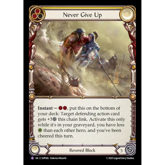 Never Give Up SUP026 Super-Rare Flesh & Blood Trading Card Game Super Slam in Regular Art