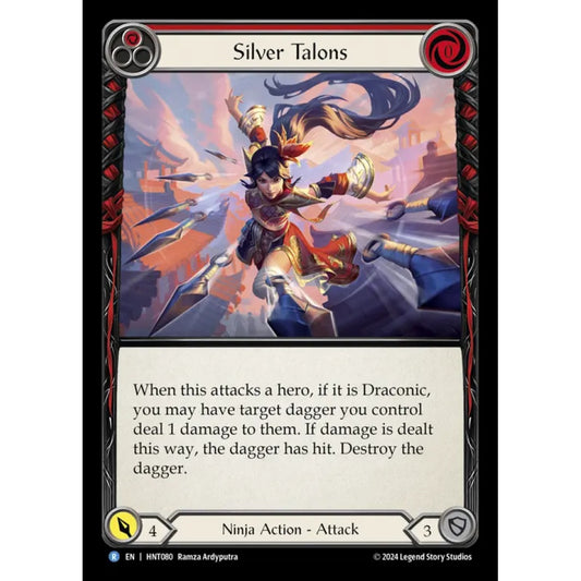 Silver Talons HNT080-RF Rare Flesh & Blood Trading Card Game The Hunted in Rainbow Foil Art