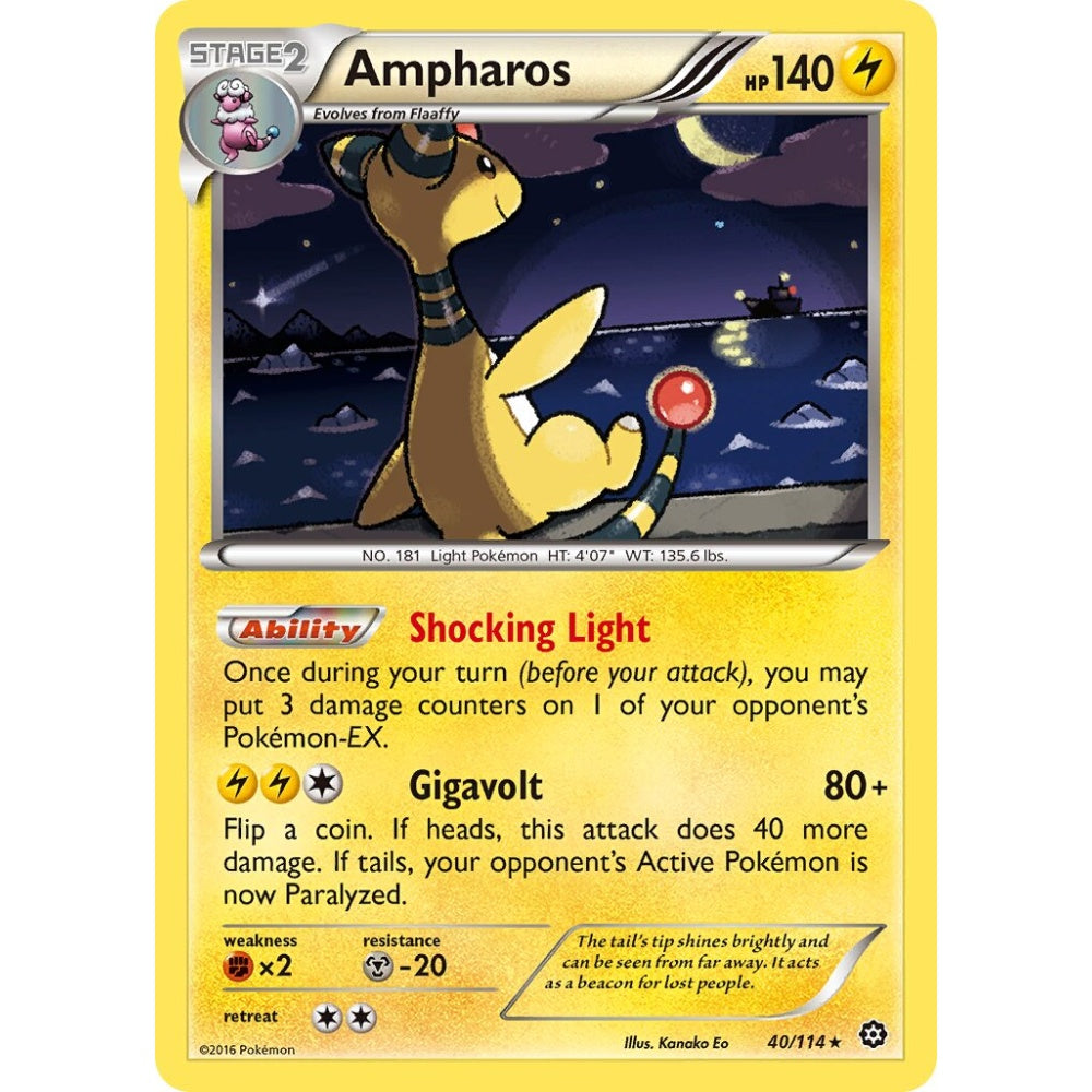 Ampharos Rare Holo 40/114 Pokemon Card Game Steam Siege