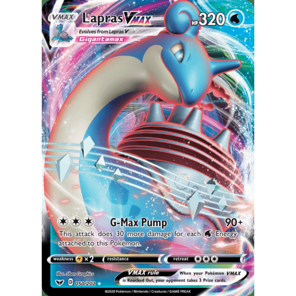 Lapras VMAX Double Rare 050/202 Pokemon Card Game Sword & Shield