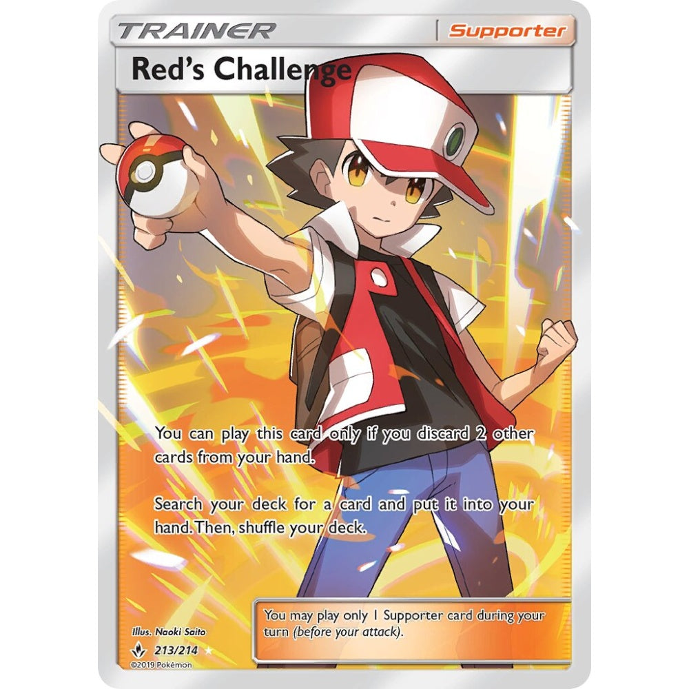 Red's Challenge Rare Ultra 213/214 Pokemon Card Game Unbroken Bonds