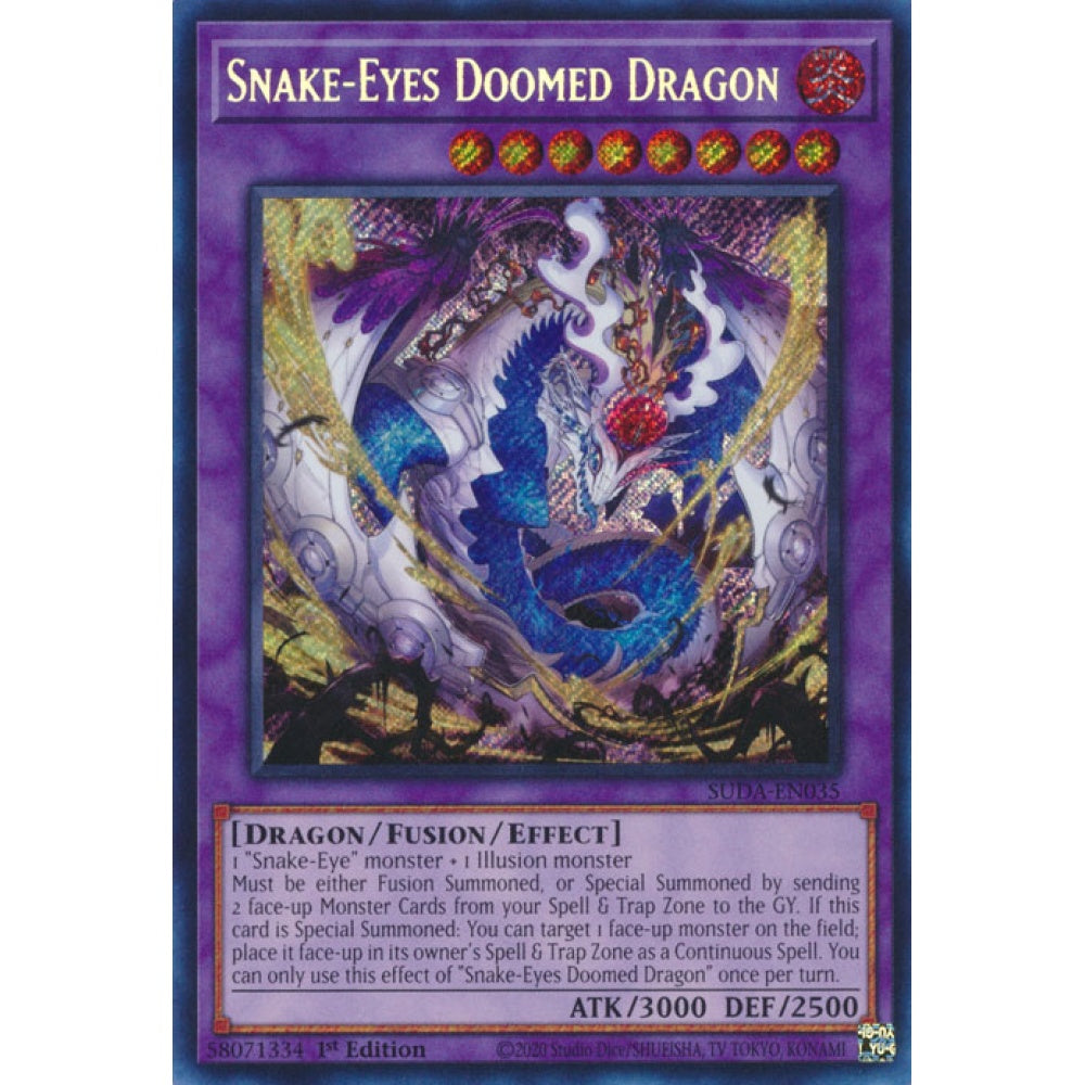 Snake-Eyes Doomed Dragon SUDA-EN035 Secret Secret Rare Yu-Gi-Oh Supreme Darkness in Art