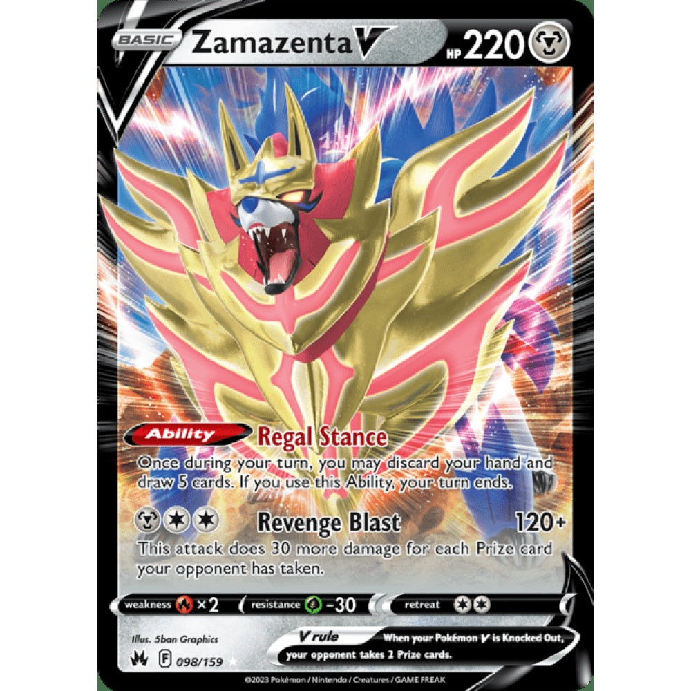 Zamazenta V Double Rare 098/159 Pokemon Card Game Crown Zenith