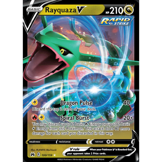 Rayquaza V Double Rare 100/159 Pokemon Card Game Crown Zenith