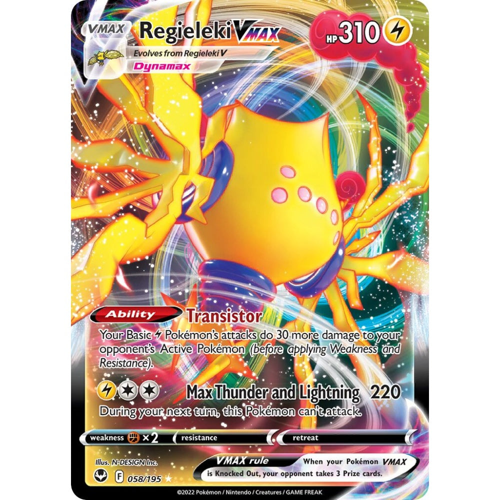 Regieleki VMAX Holo Rare VMAX 058/195 Pokemon Card Game Silver Tempest