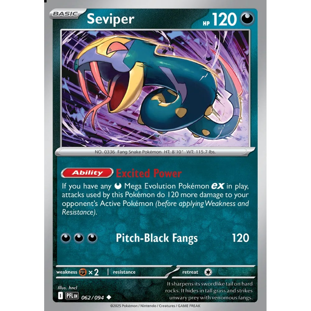Seviper Uncommon 062/094 Pokemon Card Game Phantasmal Flames
