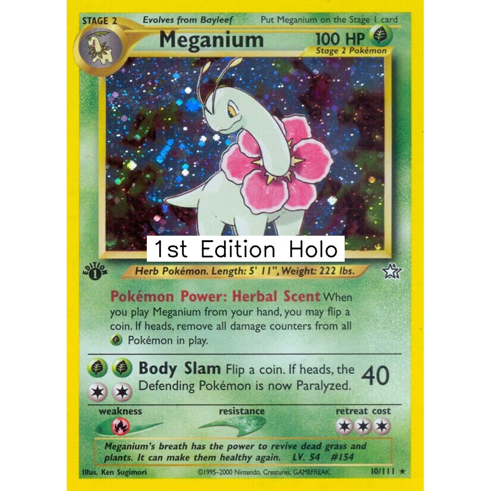 Meganium Rare Holo 10/111 Pokemon Card Game Neo Genesis