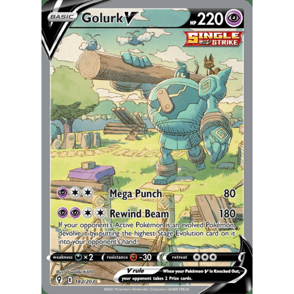 Golurk V Full Art 182/203 Pokemon Card Game Evolving Skies