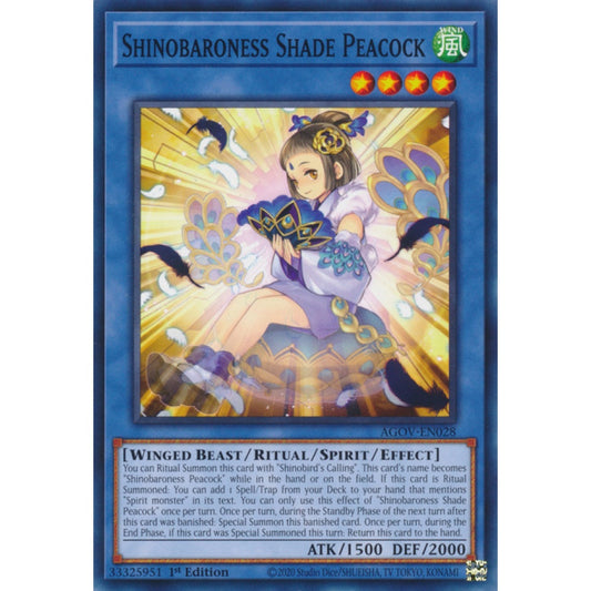 Shinobaroness Shade Peacock AGOV-EN028 Common Common Yu-Gi-Oh Age of Overlord in Art