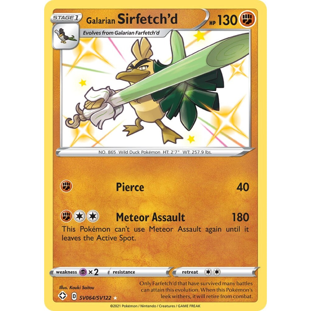 Galarian Sirfetch'd Rare Shiny SV064/SV122 Pokemon Card Game Shining Fates