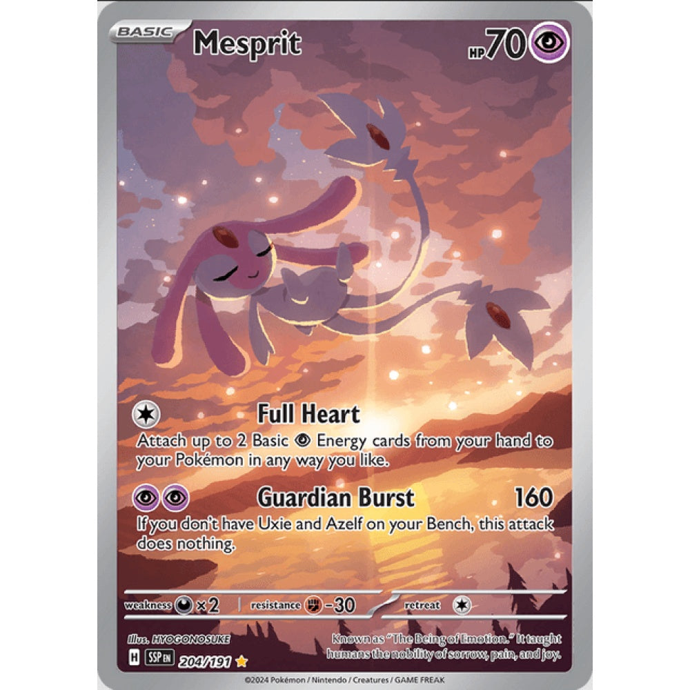 Mesprit, Art Rare, 204/191, Pokemon Card Game, Surging Sparks