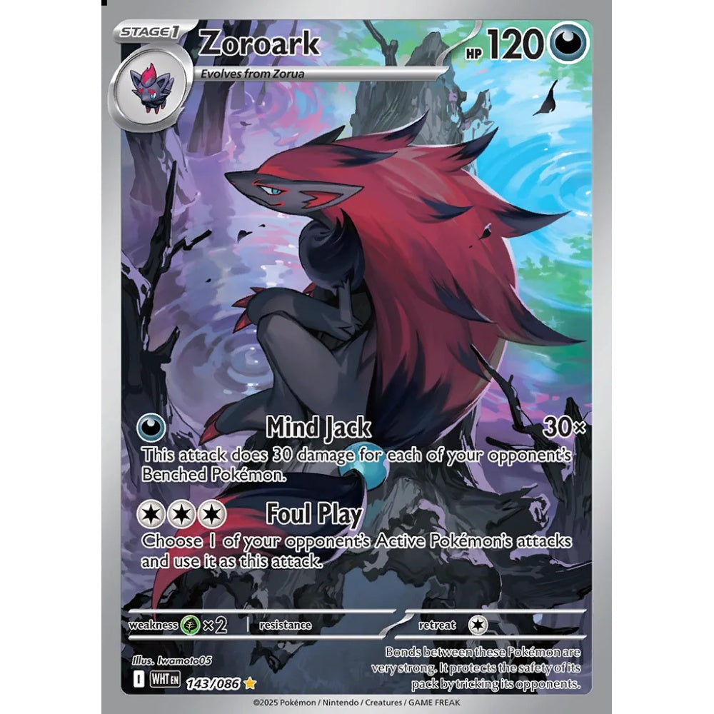 Zoroark Illustration Rare 143/086 Pokemon Card Game White Flare