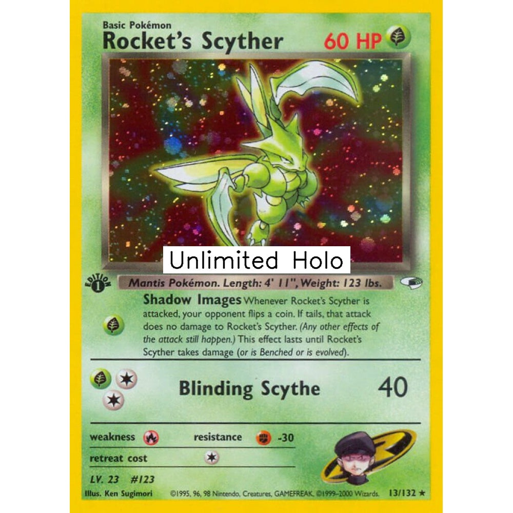 Rocket's Scyther Rare Holo 13/132 Pokemon Card Game Gym Heroes
