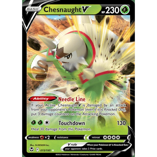 Chesnaught V Double Rare 015/195 Pokemon Card Game Silver Tempest